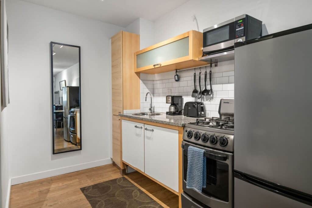 Kitchen view in one of our Atlanta furnished apartments